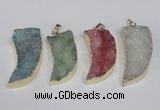 NGP1786 15*35mm - 20*45mm oxhorn druzy agate gemstone pendants