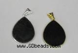 NGP1799 25*35mm flat teardrop agate gemstone pendants wholesale