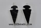 NGP1807 25*60mm - 30*65mm arrowhead black agate pendants