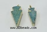 NGP1812 22*40mm - 28*48mm arrowhead druzy agate gemstone pendants