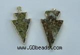 NGP1817 18*38mm - 28*45mm arrowhead druzy agate gemstone pendants