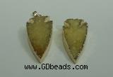 NGP1872 20*30mm - 25*50mm arrowhead druzy agate gemstone pendants