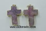 NGP1878 30*45mm - 32*50mm cross druzy agate gemstone pendants