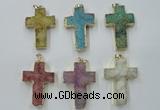 NGP1879 30*45mm - 32*50mm cross druzy agate gemstone pendants