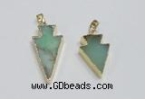 NGP1918 16*30mm - 20*38mm arrowhead australia chrysoprase pendants