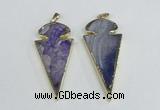 NGP1925 30*65mm arrowhead agate gemstone pendants wholesale