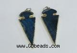 NGP1926 30*65mm arrowhead agate gemstone pendants wholesale