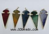 NGP1927 30*65mm arrowhead agate gemstone pendants wholesale