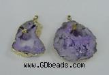 NGP1951 30*40mm - 45*55mm freeform druzy agate & amethyst pendants