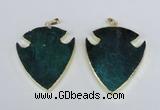 NGP1965 47*57mm arrowhead agate gemstone pendants wholesale