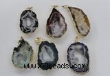 NGP1974 25*40mm - 30*50mm freeform druzy agate gemstone pendants