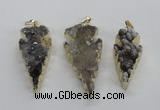 NGP1987 15*40mm - 20*50mm arrowhead druzy agate pendants