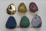 NGP1994 35*45mm - 40*50mm freeform plated druzy agate pendants