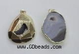 NGP1995 35*45mm - 40*50mm freeform plated druzy agate pendants