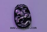 NGP2003 22*35mm carved silver plated matte black obsidian pendants