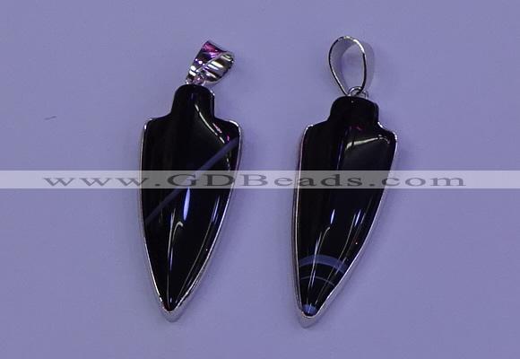 NGP2057 15*40mm - 18*45mm arrowhead striped agate pendants