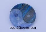 NGP207 6*40mm coin dyed blue lace agate & chrysocolla gemstone pendant