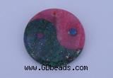 NGP208 6*40mm coin dyed rhodochrosite & chrysocolla gemstone pendant