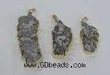 NGP2108 20*40mm - 25*65mm feather-shaped druzy agate pendants