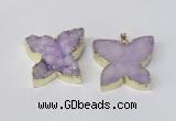 NGP2118 22*30mm - 25*30mm butterfly druzy agate gemstone pendants