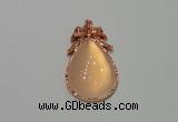 NGP2137 22*40mm agate gemstone pendants with crystal pave alloy settings