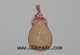 NGP2138 27*50mm agate gemstone pendants with crystal pave alloy settings