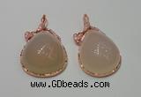 NGP2146 28*50mm agate gemstone pendants with crystal pave alloy settings