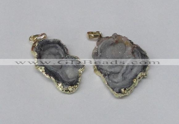 NGP2212 20*30mm - 35*35mm freeform plated druzy agate pendants