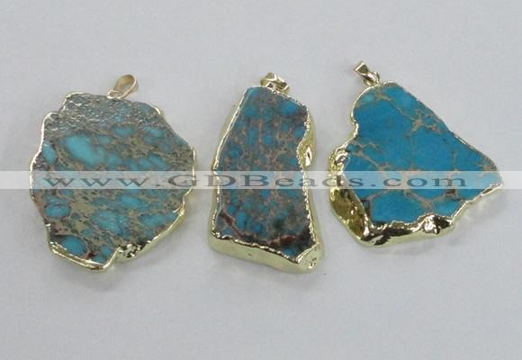 NGP2286 30*40mm - 40*50mm freeform sea sediment jasper pendants