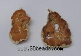 NGP2323 35*45mm - 45*55mm freeform plated druzy agate pendants