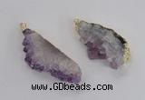 NGP2358 30*50mm - 30*65mm freeform druzy amethyst pendants