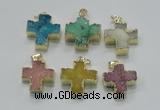 NGP2403 25*26mm - 27*28mm cross druzy agate pendants wholesale