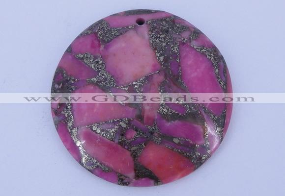 NGP243 7*40mm dyed golden turquoise & pyrite gemstone pendants