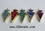 NGP2453 18*38mm - 22*45mm arrowhead sea sediment jasper pendants