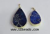 NGP2459 20*30mm - 30*35mm flat teardrop sea sediment jasper pendants