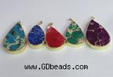 NGP2467 30*40mm - 40*50mm flat teardrop sea sediment jasper pendants