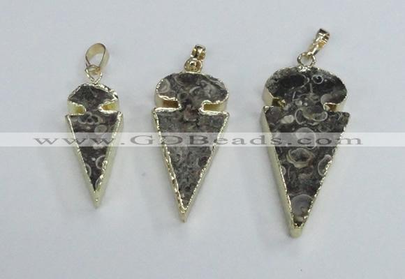 NGP2485 15*30mm - 22*40mm arrowhead ammonite gemstone pendants