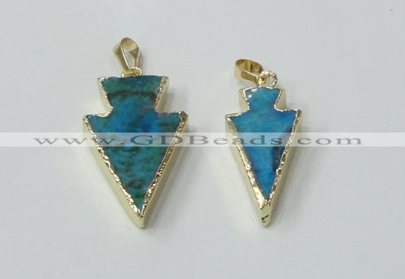 NGP2515 15*30mm - 20*35mm arrowhead agate gemstone pendants