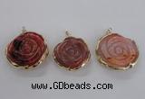 NGP2520 40mm - 45mm carved flower agate gemstone pendants