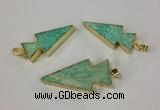 NGP2522 15*32mm - 22*55mm arrowhead Russian amazonite pendants