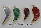 NGP2530 18*40mm - 22*55mm wing-shaped sea sediment jasper pendants