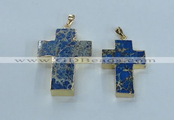 NGP2536 30*40mm - 40*50mm cross sea sediment jasper pendants