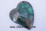 NGP255 41*50mm fashion malachite & pyrite gemstone pendants