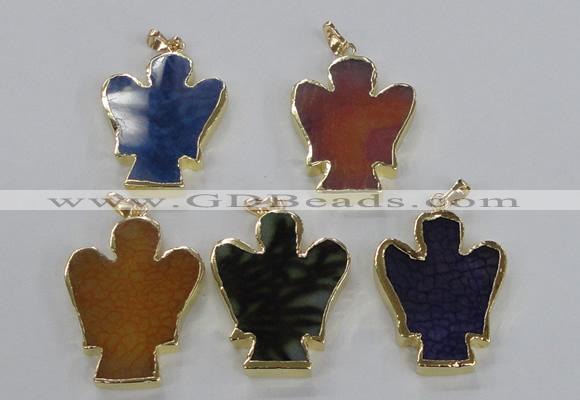 NGP2584 30*40mm angel agate gemstone pendants wholesale