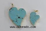 NGP2595 25*35mm - 35*45mm heart turquoise pendants wholesale