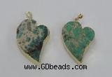 NGP2609 40*50mm - 50*70mm heart sea sediment jasper pendants