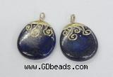 NGP2623 40*50mm oval lapis lazuli gemstone pendants wholesale