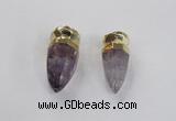 NGP2628 12*30mm - 15*40mm cone amethyst gemstone pendants