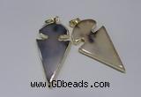 NGP2645 25*48mm - 28*54mm arrowhead agate pendants wholesale