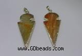 NGP2646 25*48mm - 28*54mm arrowhead agate pendants wholesale